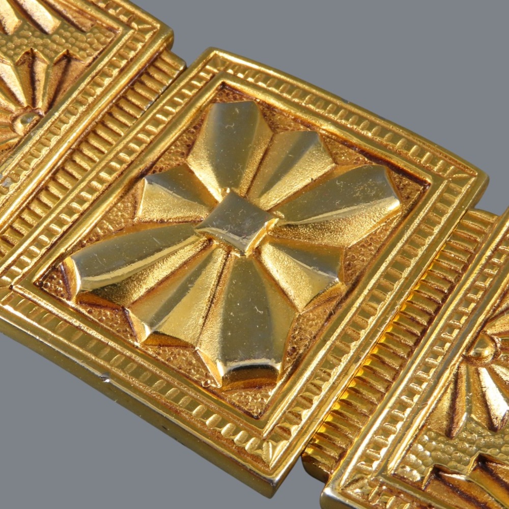 VTG Dotty Smith Belt Buckle GOLD TONE ART DECO STYLE Geometric Avant Garde NICE! - Picture 3 of 5
